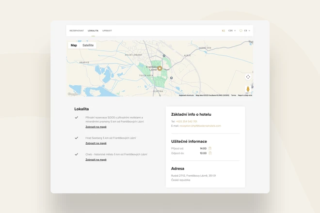 Interaktivní mapa v Booking Engine